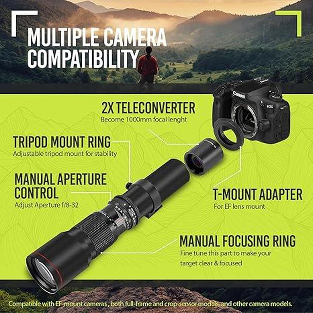 High Power 500mm-1000mm F/8 Manual Telephoto Lens – In Use