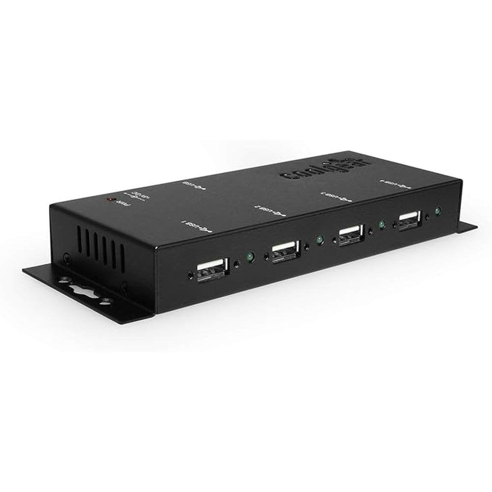 Metal 4-Port USB 2.0 Powered Hub for Industrial Use w/Screw – Side View