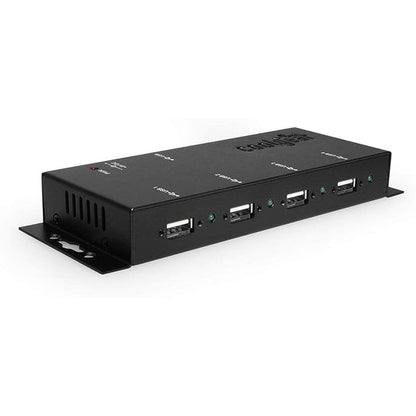 Metal 4-Port USB 2.0 Powered Hub for Industrial Use w/Screw – Side View