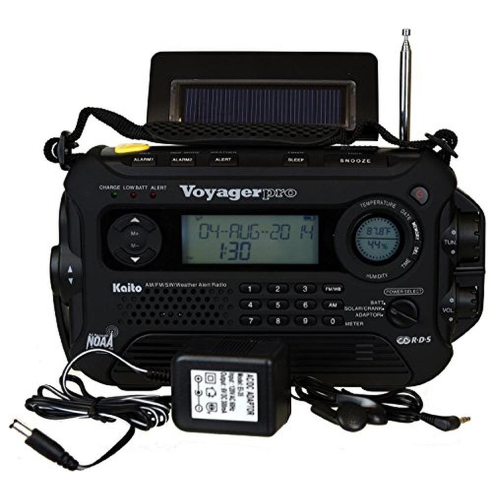 Kaito Voyager Pro KA600: Digital Solar Dynamo Hand Crank – Side View