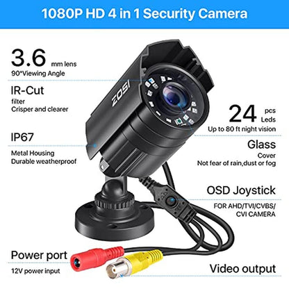 Camera ZOSI: ZOSI 2.0MP 1080P HD Security Camera Hybrid – Side View