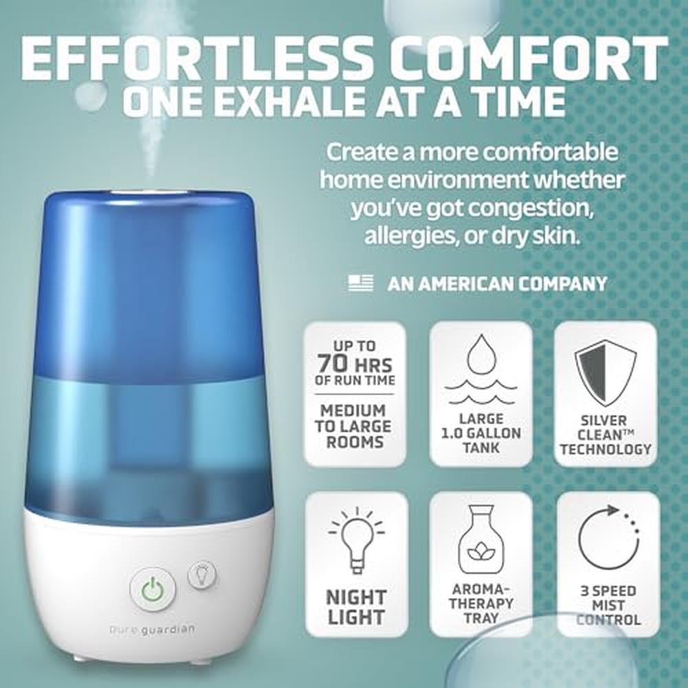 Humidifier: PureGuardian H965AR Ultrasonic Cool Mist 1-Gal – Side View