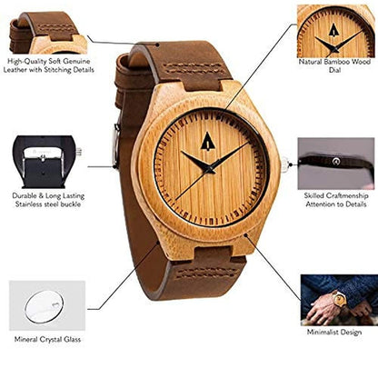 Treehut Watch: Wooden Bamboo Timepiece – Close-up Detail