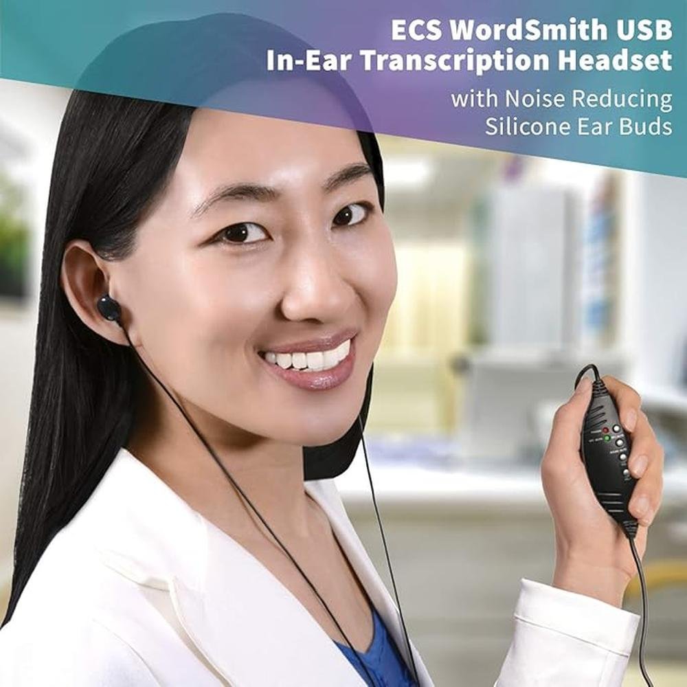 ECS WordSmith USB Transcription Headset – Side View