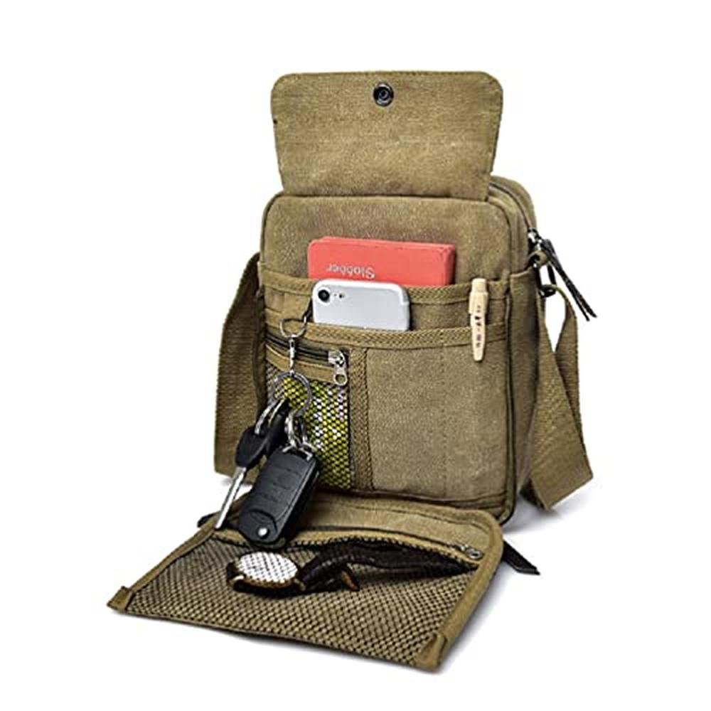 Purse Small: Canvas Travel Purse Casual Messenger Bag – In Use