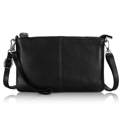 Women Phone Bags: Befen Black Genuine Leather Wristlet – Front View