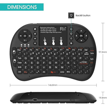Keyboard Rii: Rii 2.4GHz Mini Wireless Keyboard with – Side View