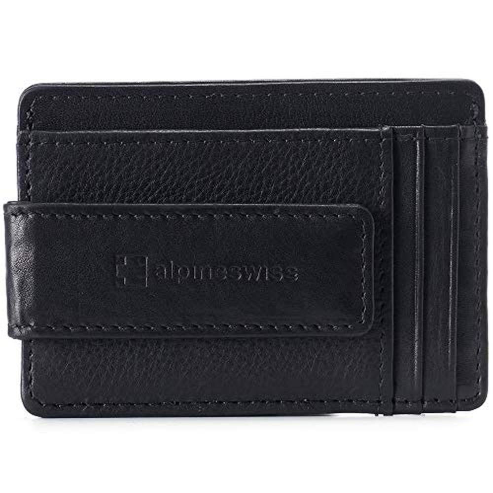 Alpine Swiss Harper Mens RFID Slim Money Clip Front Pocket – Front View