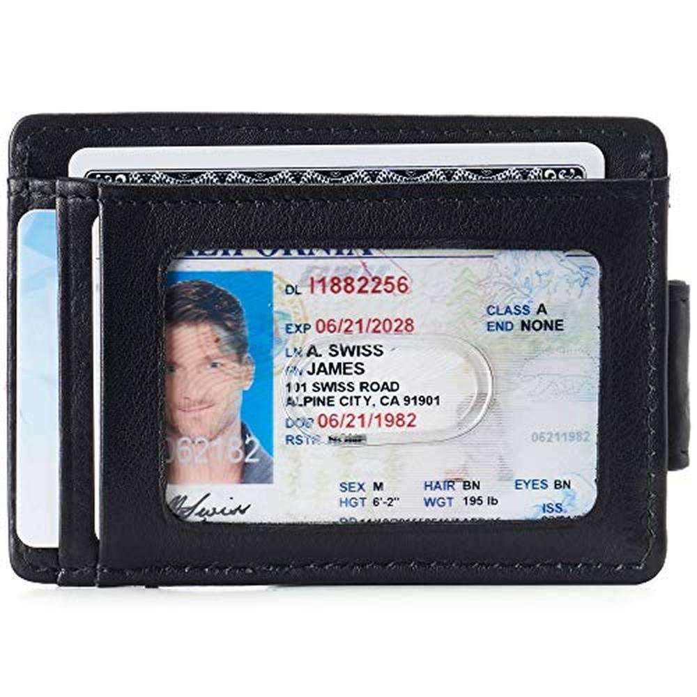 Alpine Swiss Harper Mens RFID Slim Money Clip Front Pocket – Side View