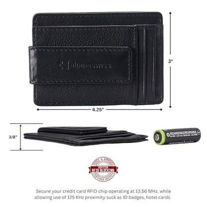 Alpine Swiss Harper Mens RFID Slim Money Clip Front Pocket – In Use