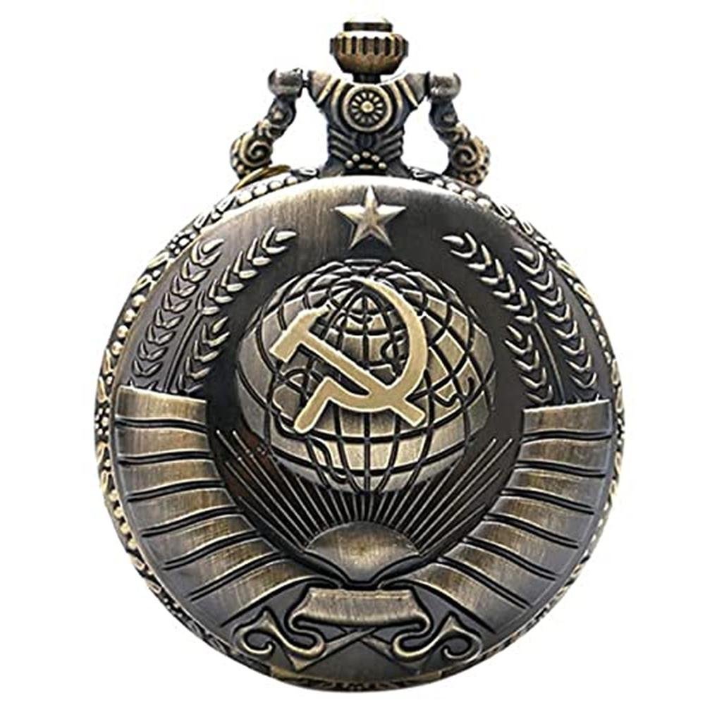 Antique USSR Soviet Sickle Hammer Quartz Pocket Watch – Front View