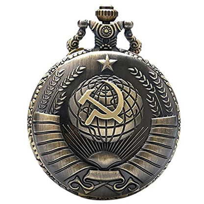 Antique USSR Soviet Sickle Hammer Quartz Pocket Watch – Front View