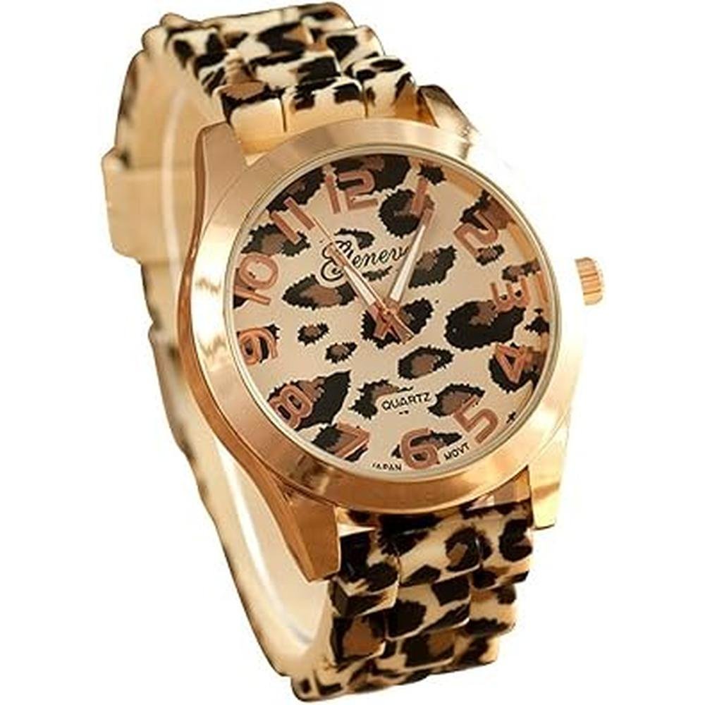 Fanmis Watch: FANMIS Unisex Geneva Leopard Silicone – Front View