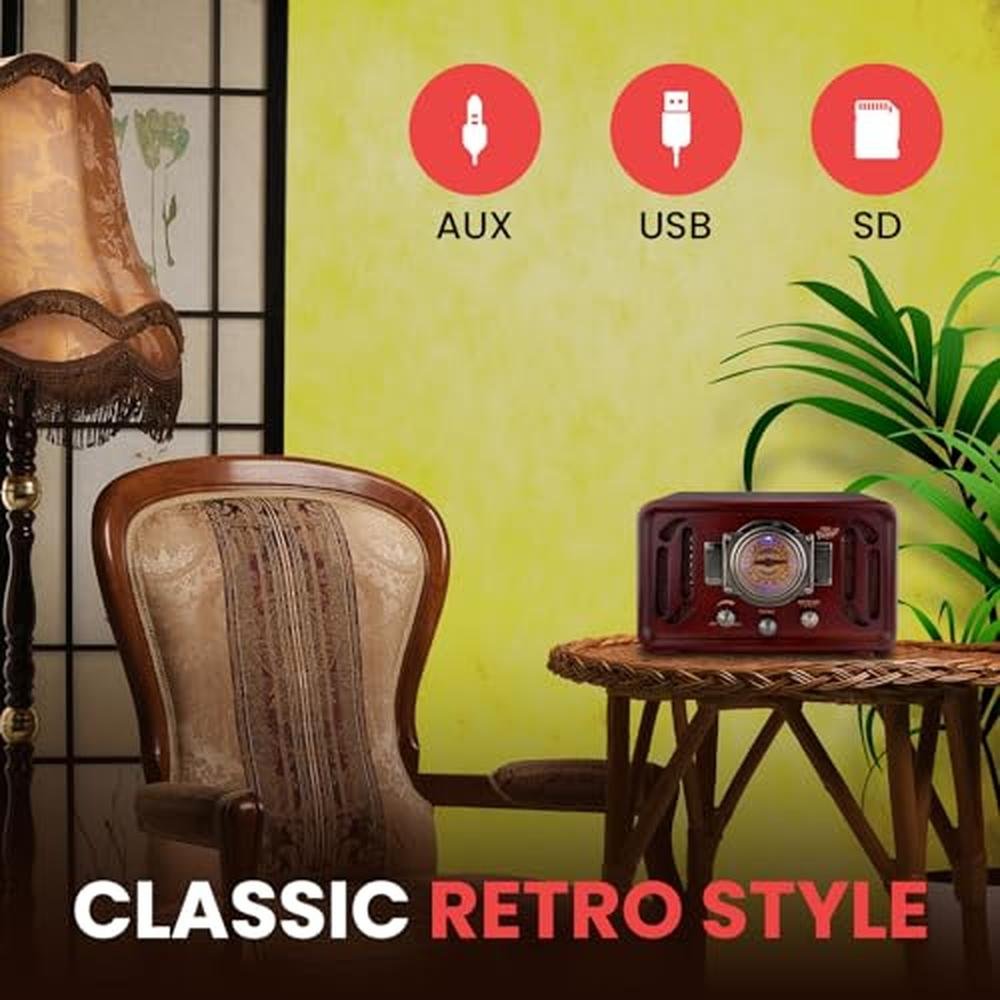 Pyle Retro Wireless Bluetooth Radio Speaker – Close-up Detail