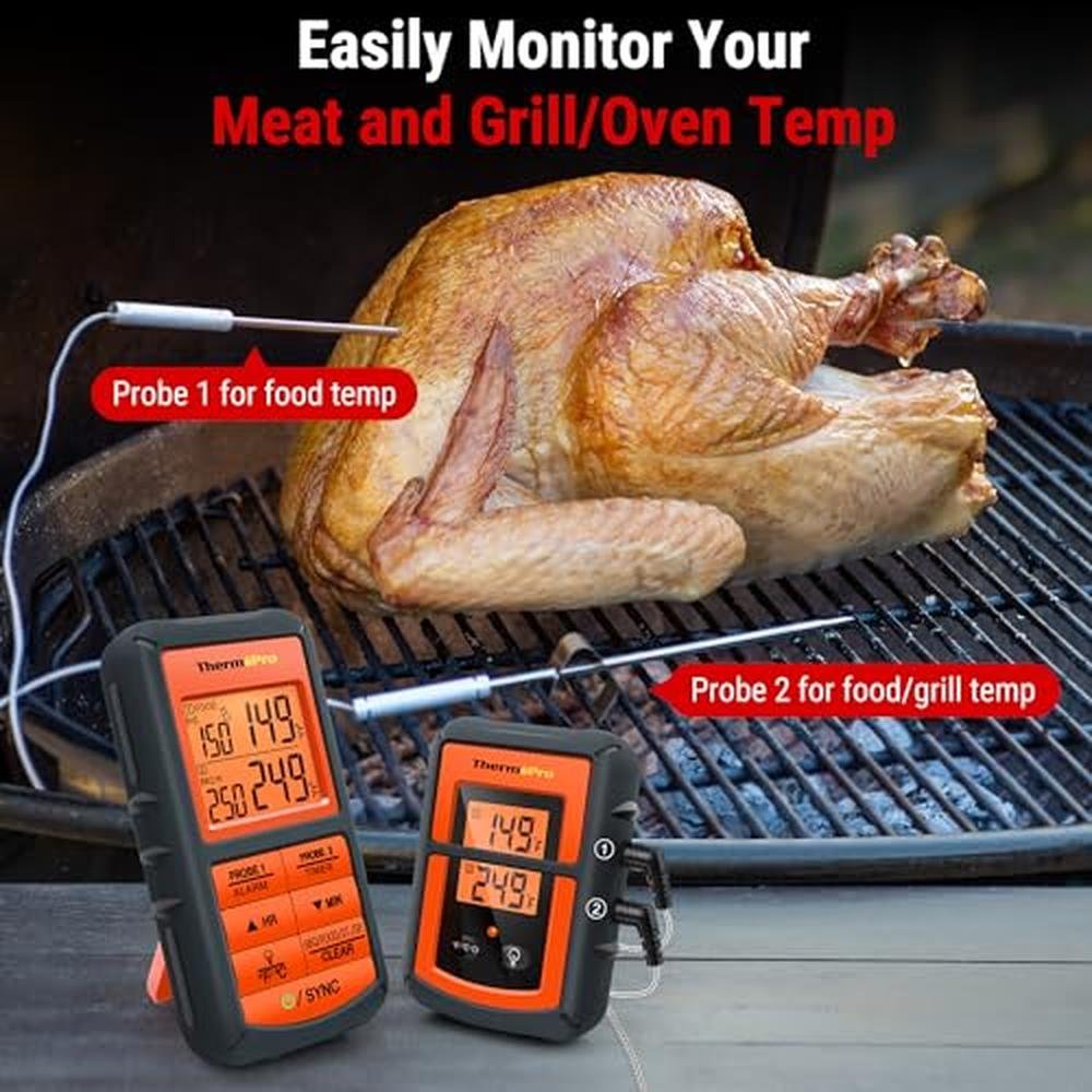 Thermometer Thermopro: ThermoPro TP08 500FT Wireless Meat – Side View