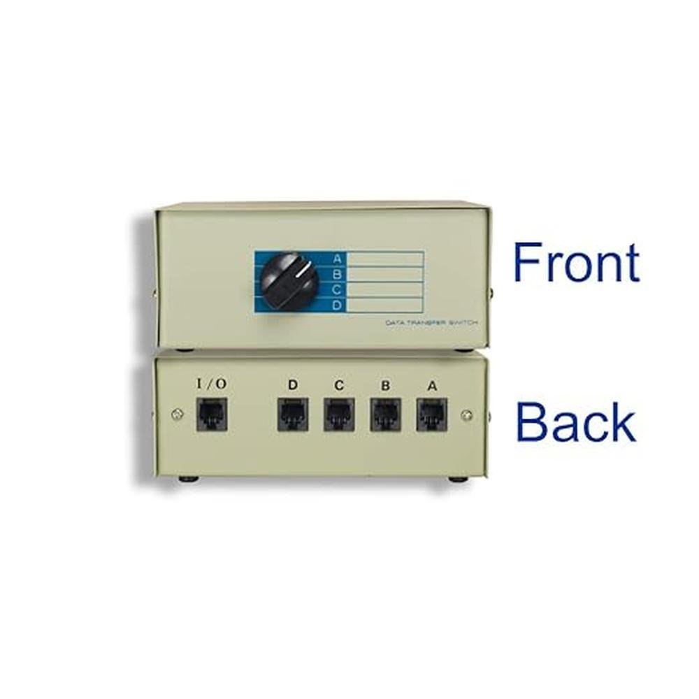 ZDMNEEA7-4 4-Way RJ11 Female ABCD Manual Data Switch – Close-up Detail