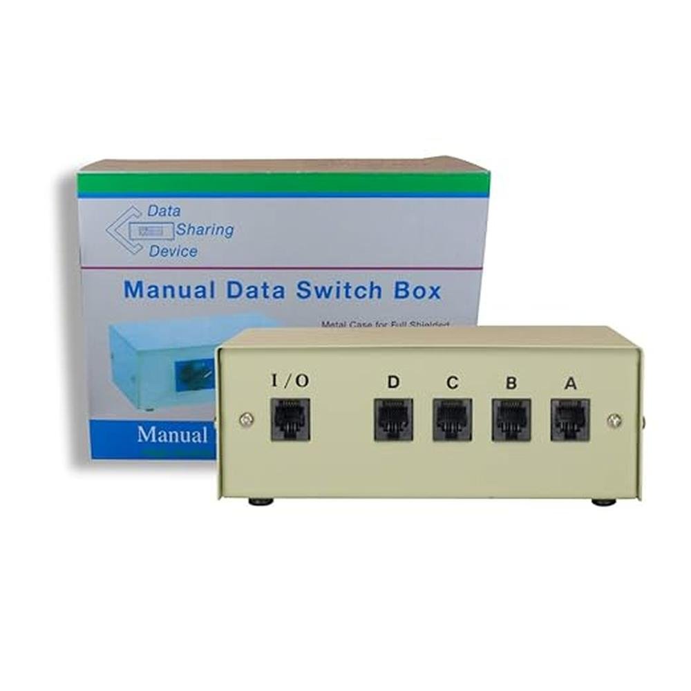 ZDMNEEA7-4 4-Way RJ11 Female ABCD Manual Data Switch – In Use