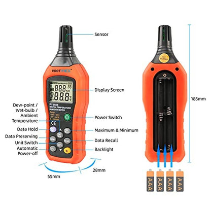 Protmex PT6508 Temperature Humidity Meter – Side View