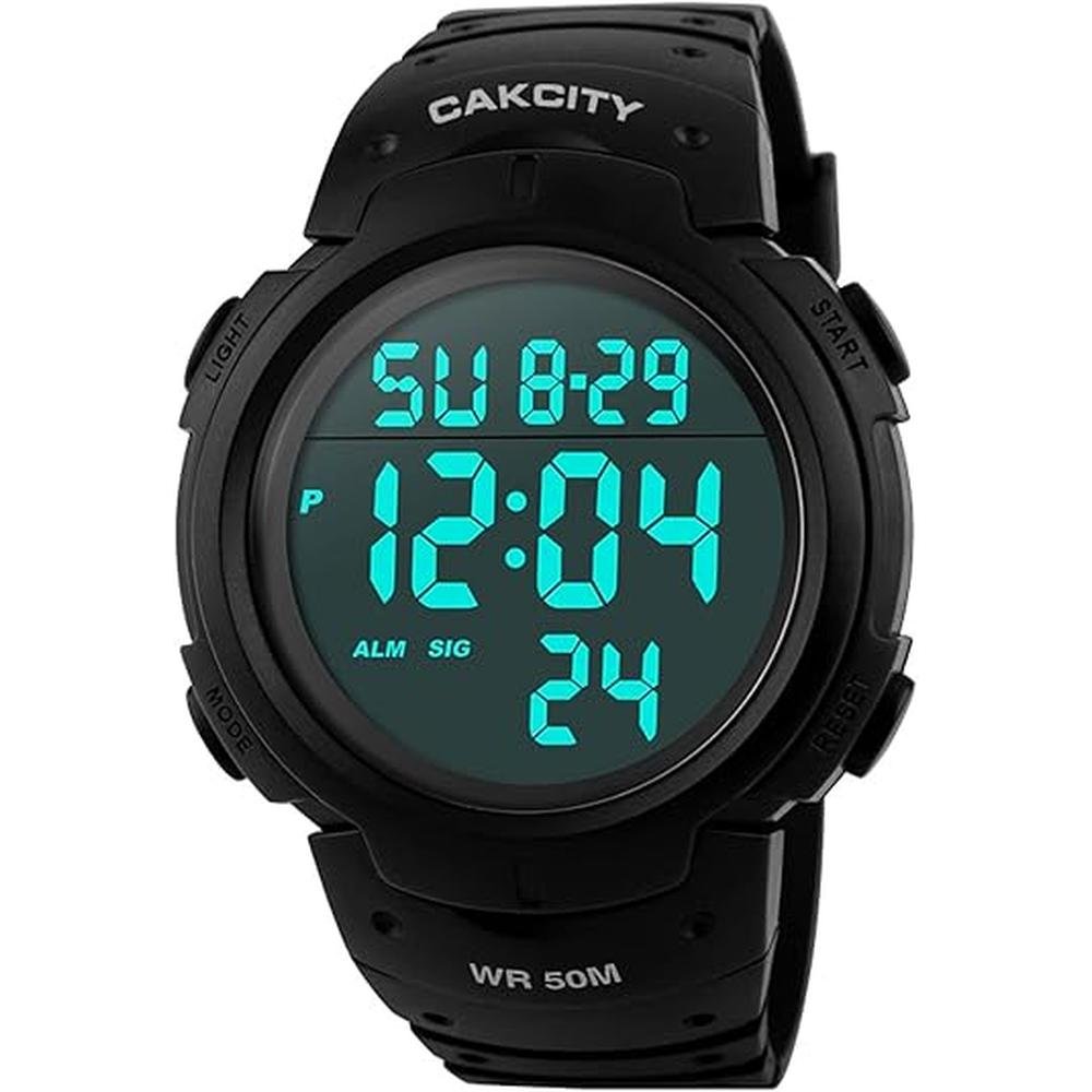 CakCity Watch: CakCity Mens Digital Sports Watch LED Screen – Front View