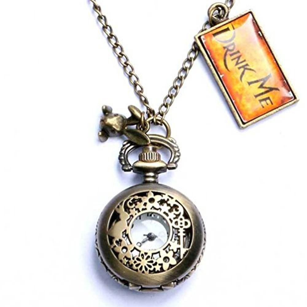 Watch Onwon: Onwon Vintage Drink Me Pocket Watch Necklace – Front View