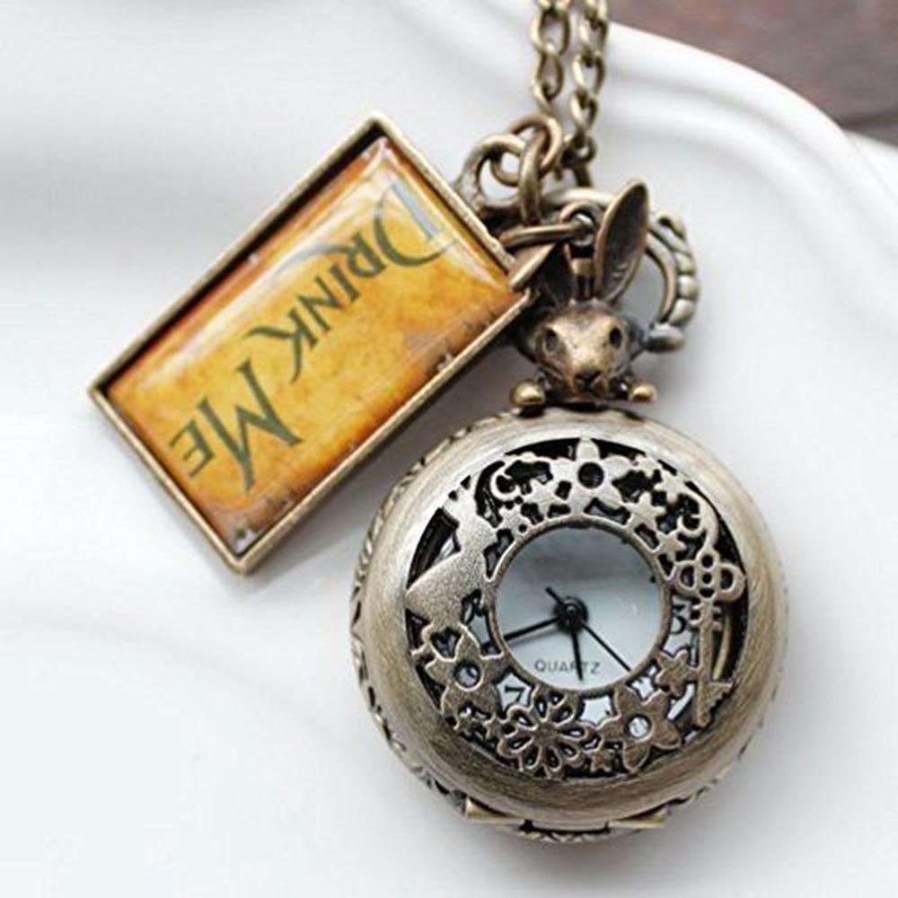 Watch Onwon: Onwon Vintage Drink Me Pocket Watch Necklace – Side View