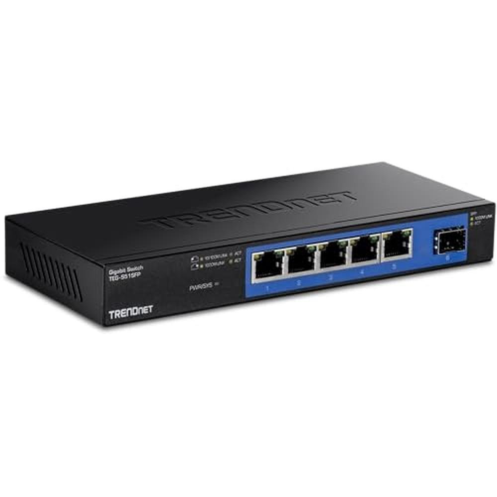 TRENDnet 5-Port Gigabit Compact Metal Desktop Switch with – Front View