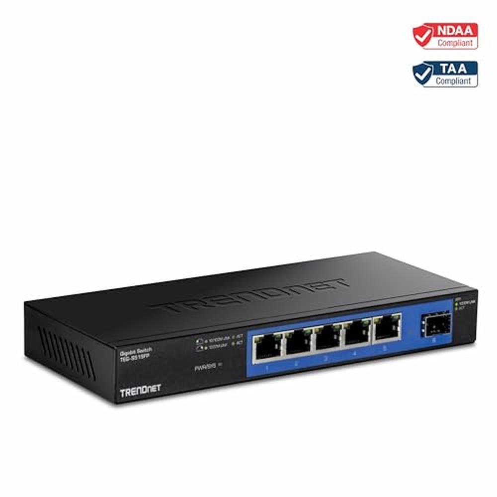TRENDnet 5-Port Gigabit Compact Metal Desktop Switch with – Side View