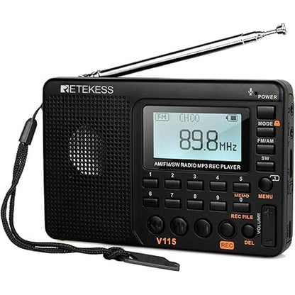 Shortwave Radio: Retekess V115 Digital Radio AM FM – Front View