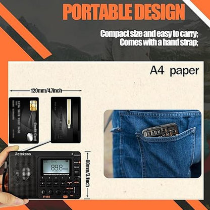 Shortwave Radio: Retekess V115 Digital Radio AM FM – Side View