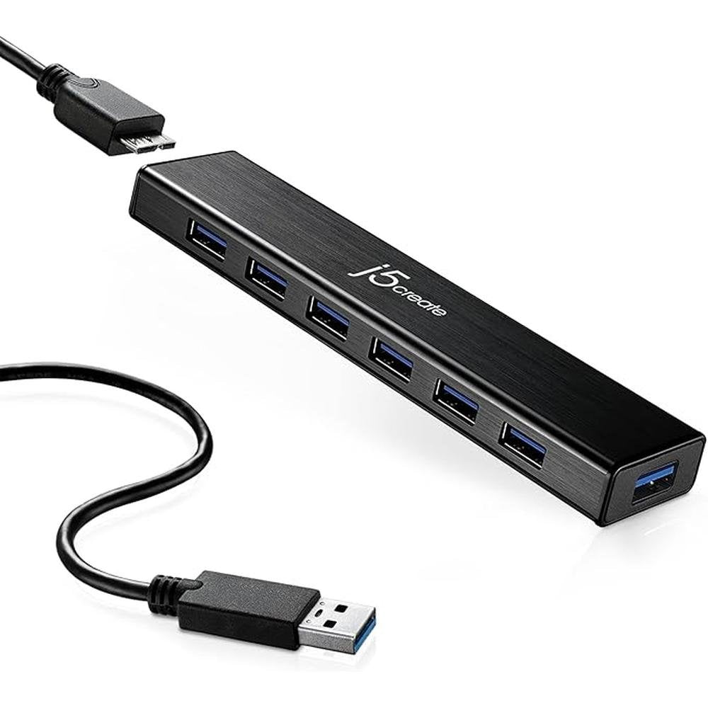 j5create 7-Port Powered USB 3.0 Data Hub with 3.3 ft – Front View
