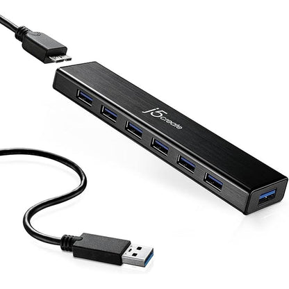 j5create 7-Port Powered USB 3.0 Data Hub with 3.3 ft – Front View