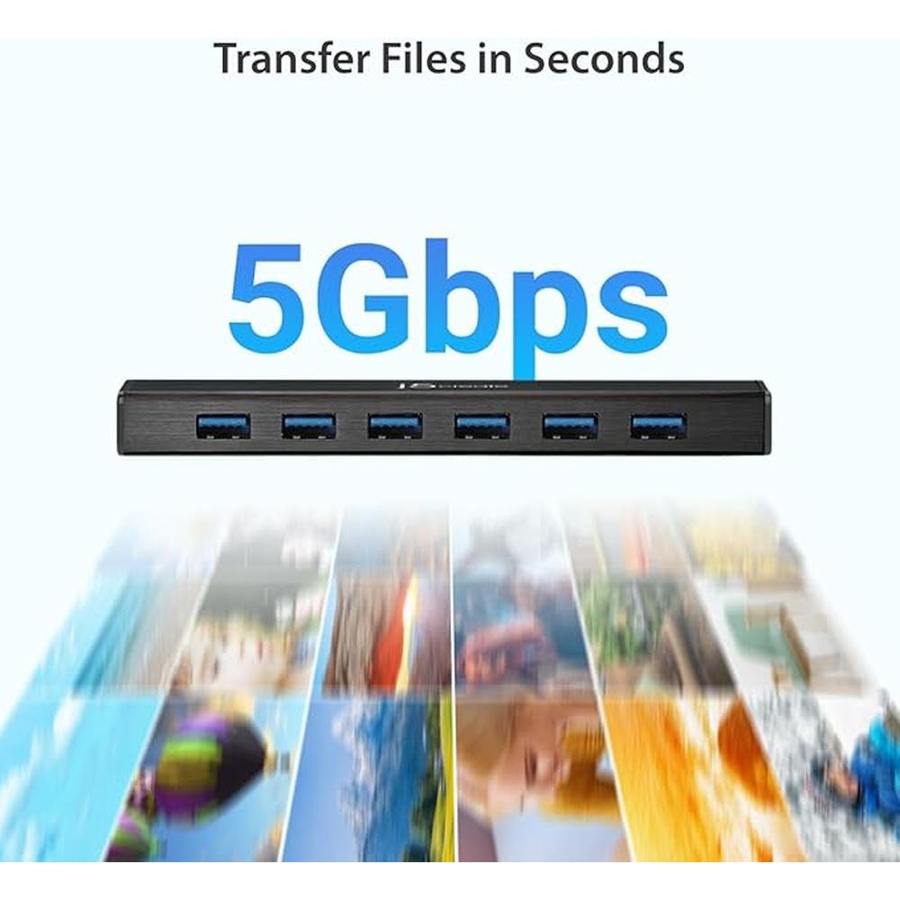 j5create 7-Port Powered USB 3.0 Data Hub with 3.3 ft – Close-up Detail