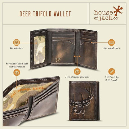 Wallet House: House of Jack Co Deer Trifold Wallet for Men – Close-up Detail