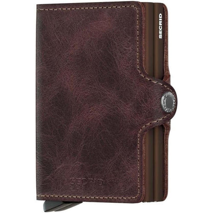 Secrid Twin Wallet: Vintage Chocolate Genuine Leather with – Front View