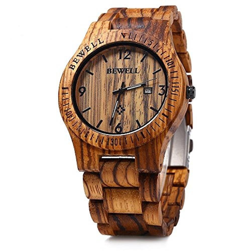 Watch Wood: BEWELL W086B Mens Wooden Watch Analog Quartz – Front View