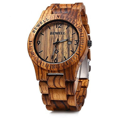 Watch Wood: BEWELL W086B Mens Wooden Watch Analog Quartz – Front View