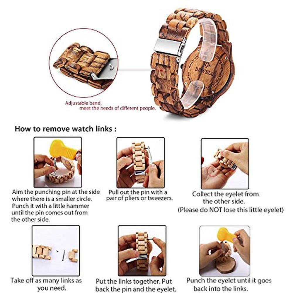 Watch Wood: BEWELL W086B Mens Wooden Watch Analog Quartz – Packaging