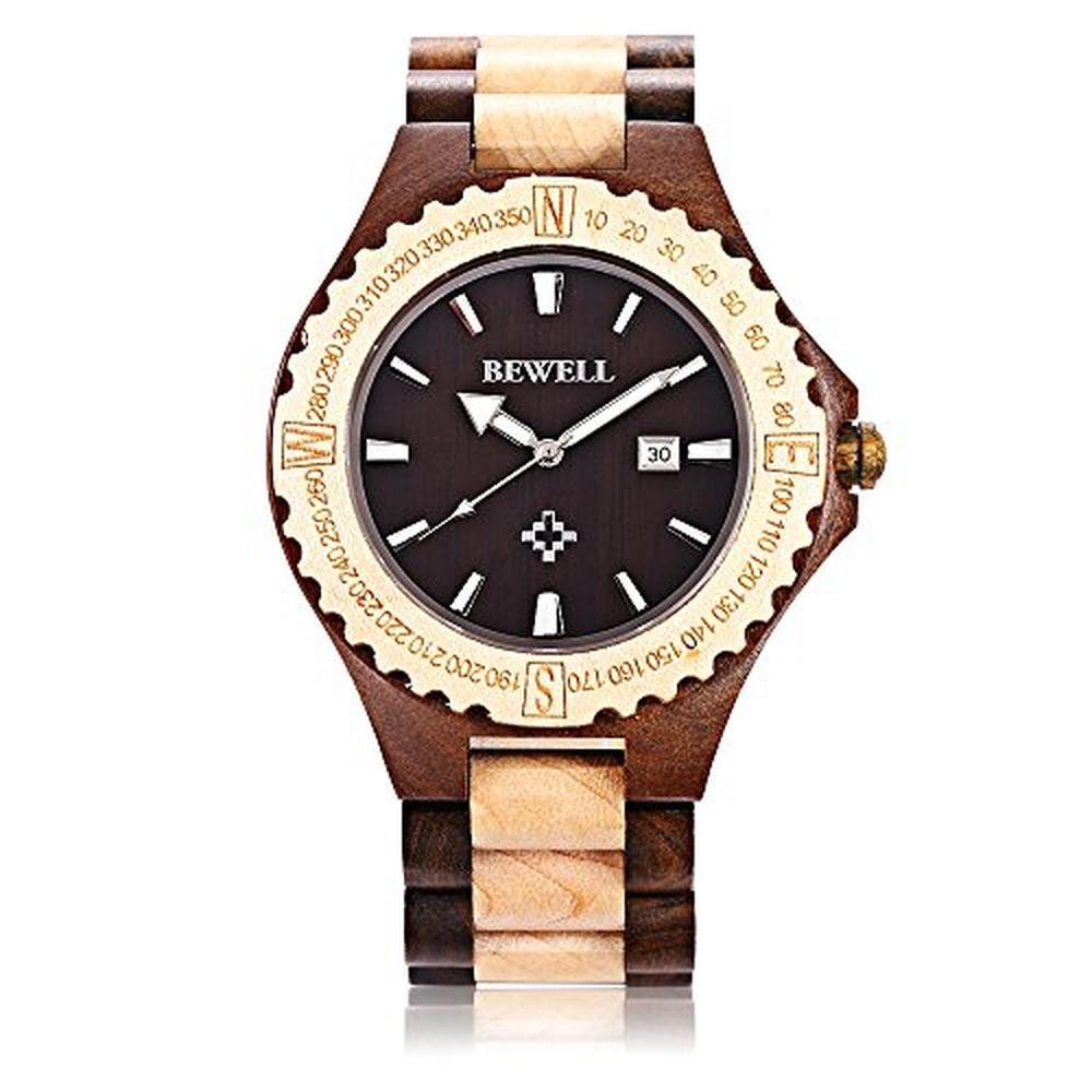 Watch Bewell: BEWELL ZS-W023A Men's Wooden Watch Quartz – Close-up Detail