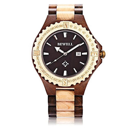 Watch Bewell: BEWELL ZS-W023A Men's Wooden Watch Quartz – Close-up Detail