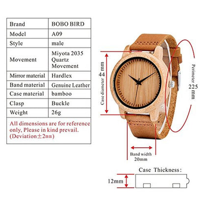 BOBO BIRD Men's Bamboo Wooden Watch – Close-up Detail