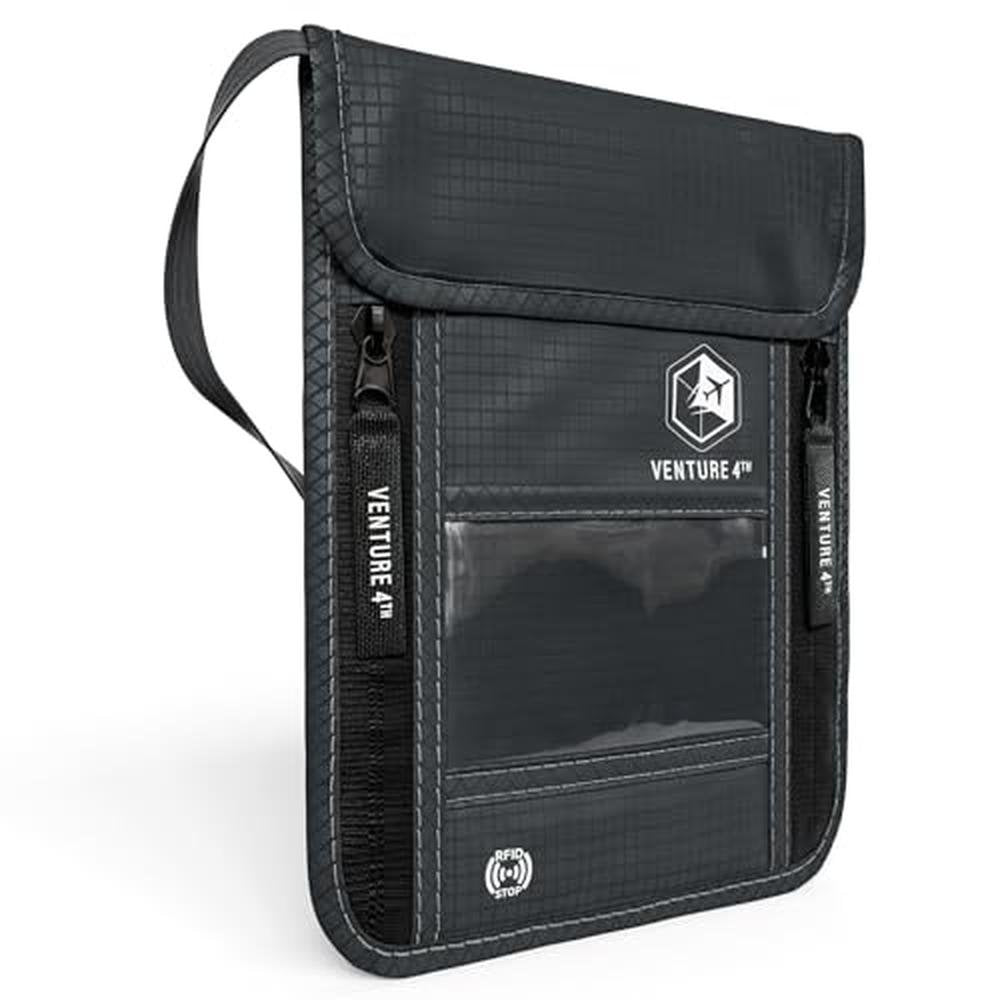 VENTURE 4TH Neck Wallet: RFID Blocking Passport Holder for – Front View