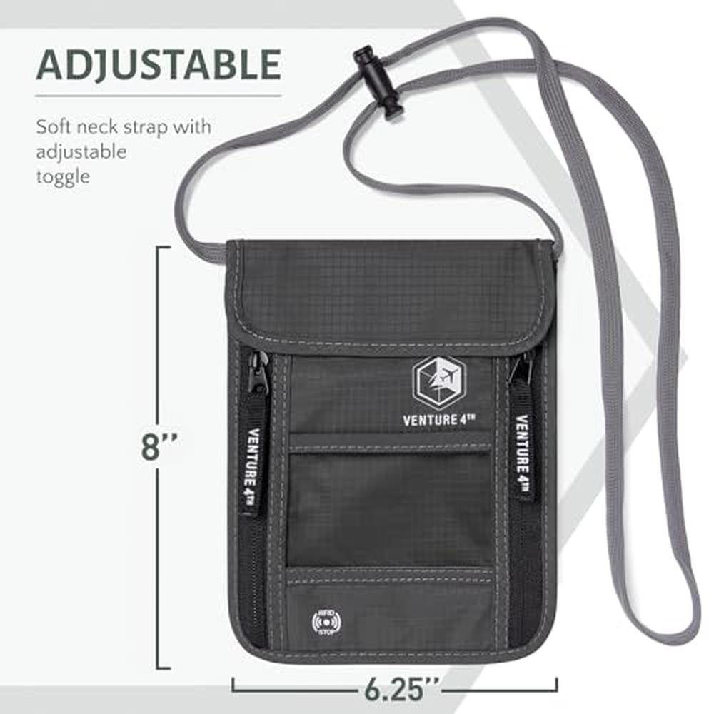 VENTURE 4TH Neck Wallet: RFID Blocking Passport Holder for – Side View