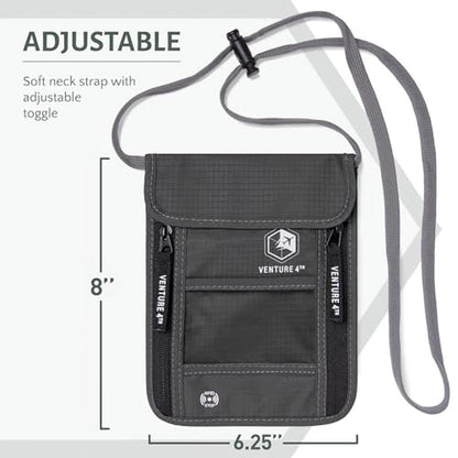 VENTURE 4TH Neck Wallet: RFID Blocking Passport Holder for – Side View