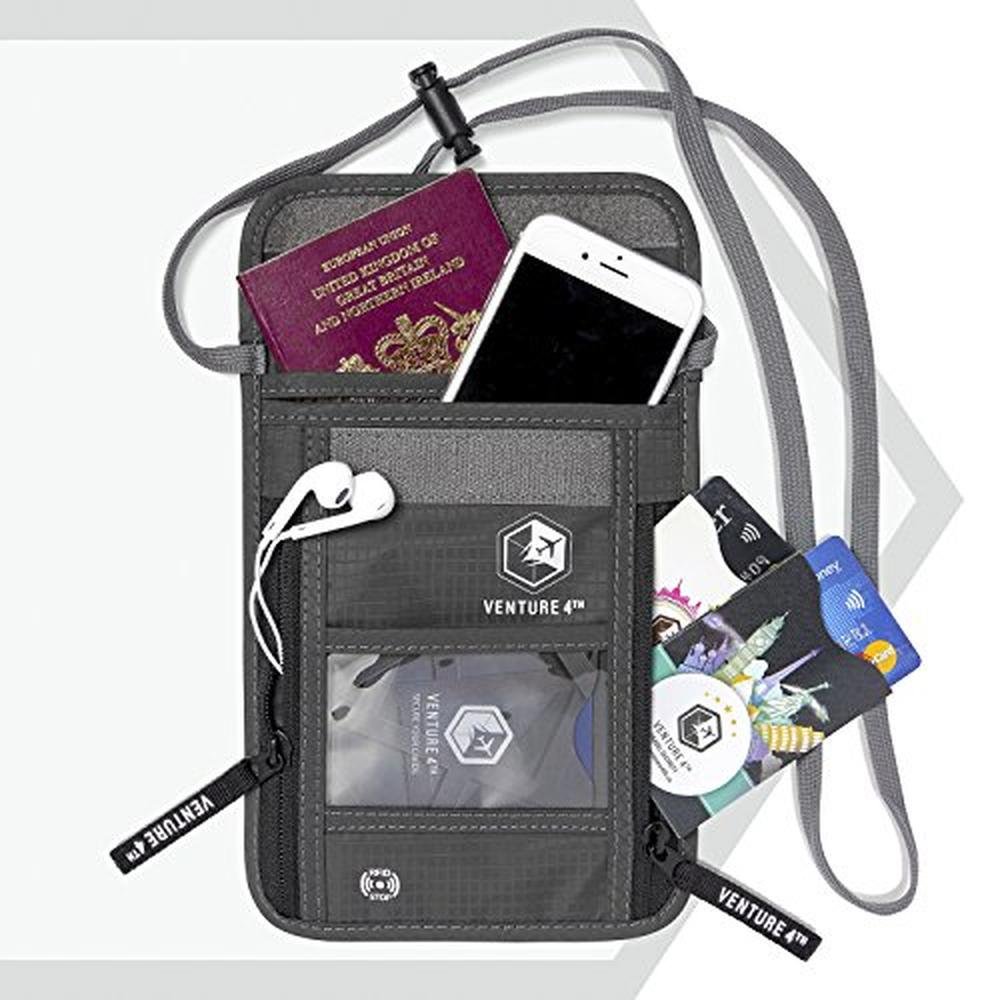 VENTURE 4TH Neck Wallet: RFID Blocking Passport Holder for – Close-up Detail