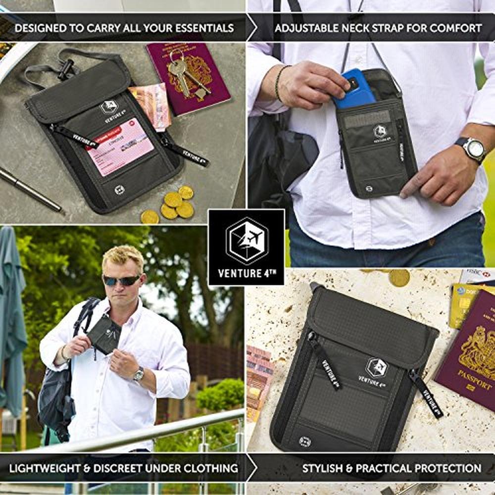 VENTURE 4TH Neck Wallet: RFID Blocking Passport Holder for – Packaging