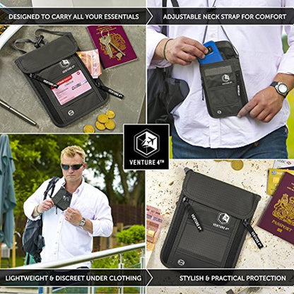 VENTURE 4TH Neck Wallet: RFID Blocking Passport Holder for – Packaging
