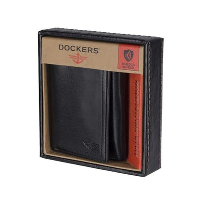 Dockers Men's Coated LeatherExtra Capacity Trifold Wallet – Packaging