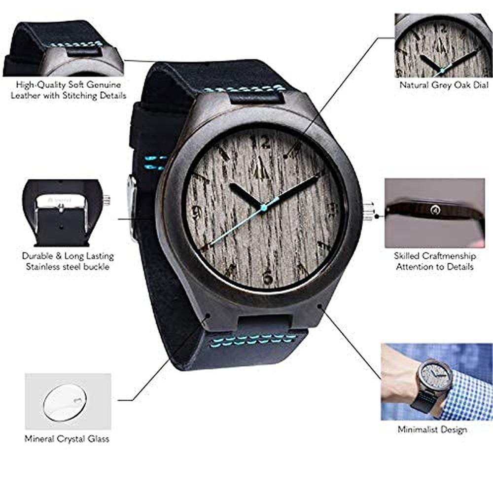 Treehut Wooden Watch: Japanese Quartz Movement – Close-up Detail