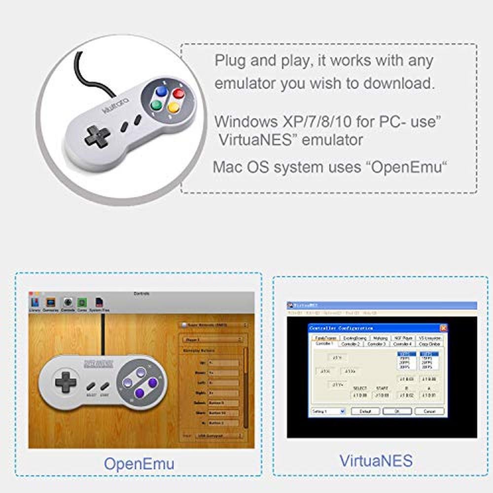 Retro Gaming Experience: KIWITATA 2X Classic SNES USB – Close-up Detail