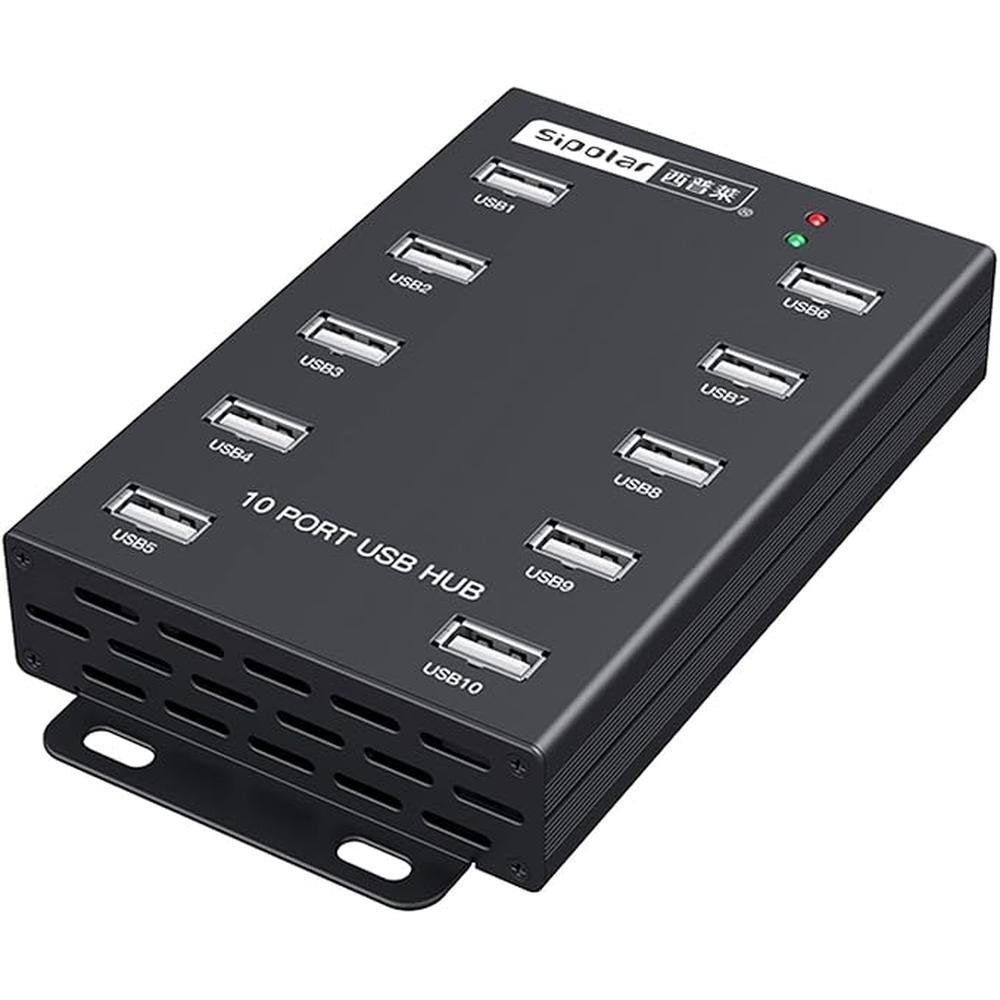 Sipolar-USB Hub- 10 Ports USB Data Hub-Industrial USB – Front View